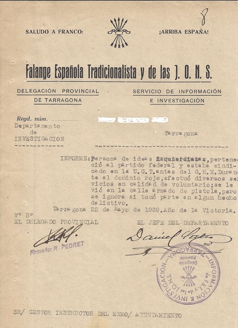 Informe d'acusació de la Falange (1939)