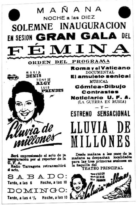 Cartell inauguració Cinema Fémina (1941)